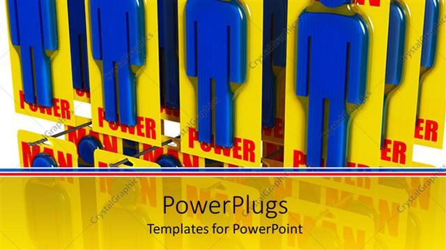  Presentation with power - Man power blue figures packed, displayed in a shop style