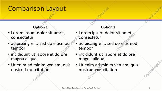 Comparison presentation slide layout