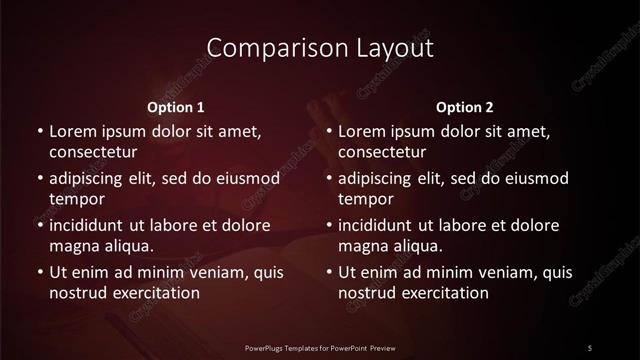 Comparison presentation slide layout