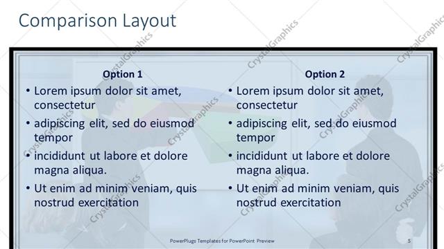 Comparison presentation slide layout