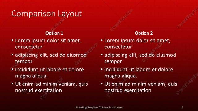 Comparison presentation slide layout