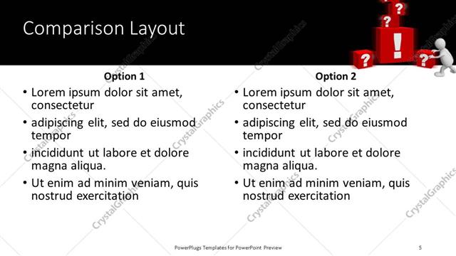 Comparison presentation slide layout