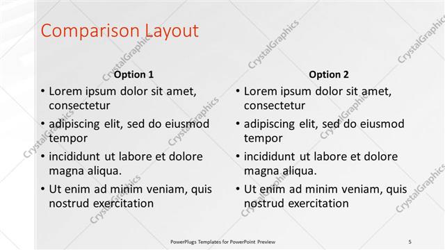 Comparison presentation slide layout