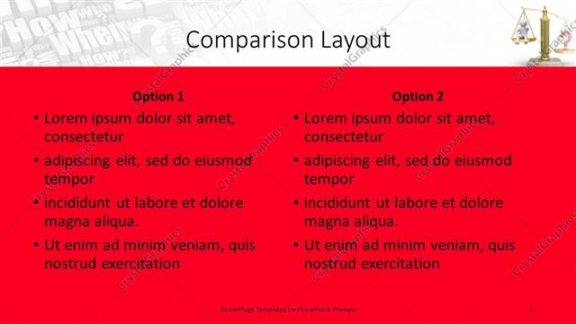 Comparison presentation slide layout