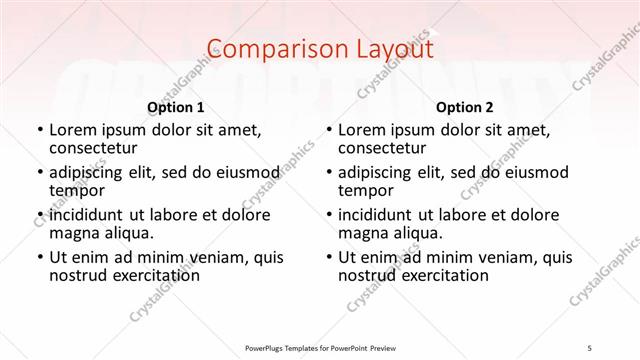 Comparison presentation slide layout