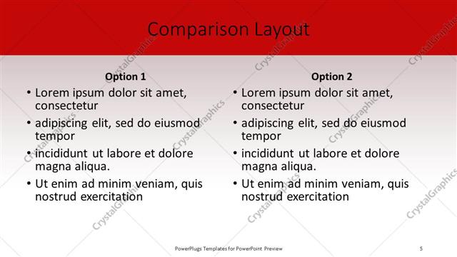 Comparison presentation slide layout