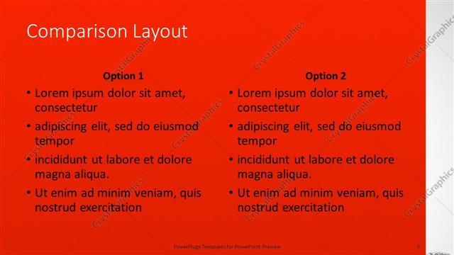 Comparison presentation slide layout
