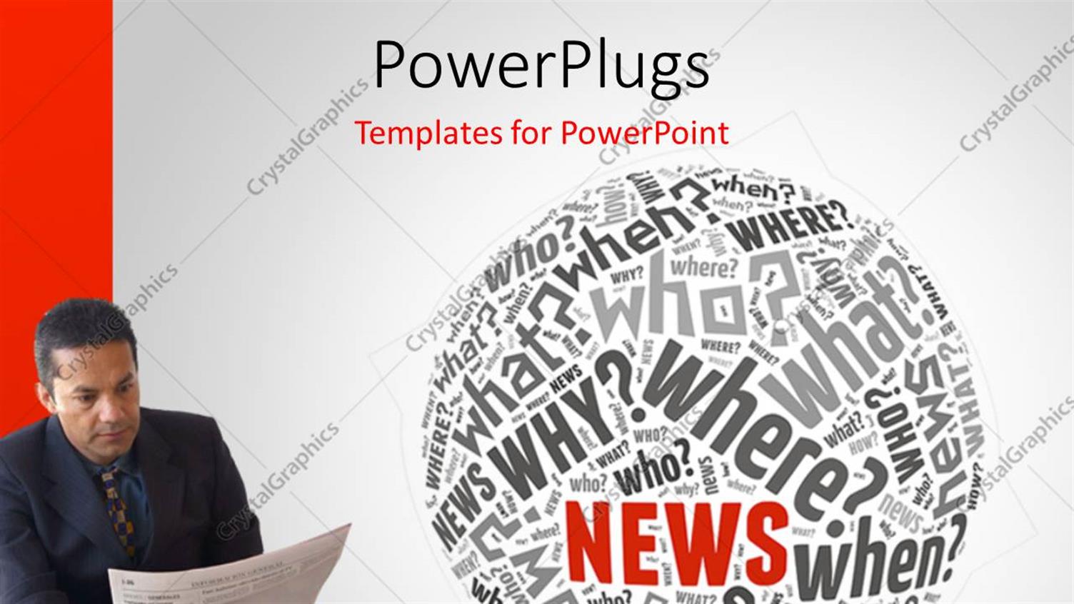 Featuring Man Reading Newspaper with news Related Terms Forming Sphere 