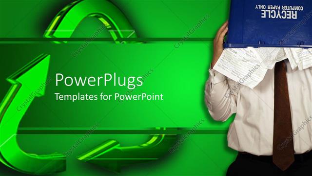  Presentation with bin - A man with a recycle bin covering his face beside green arrows