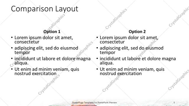 Comparison presentation slide layout