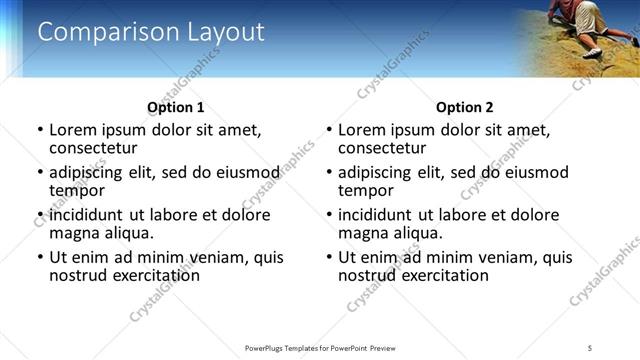 Comparison presentation slide layout