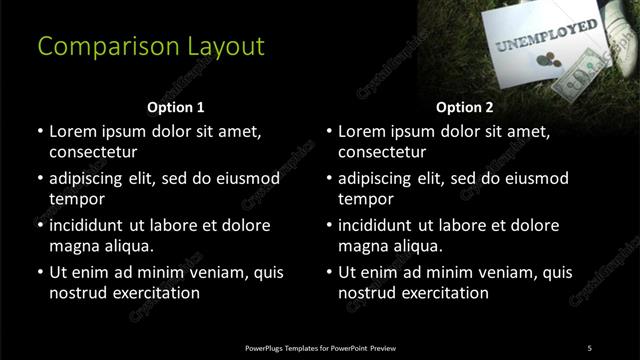 Comparison presentation slide layout