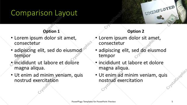 Comparison presentation slide layout
