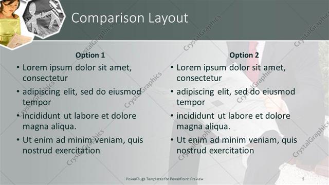 Comparison presentation slide layout