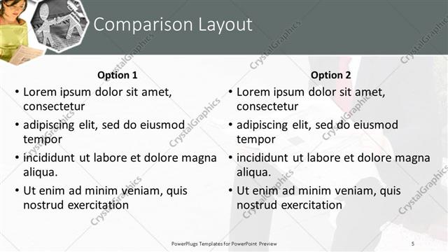 Comparison presentation slide layout