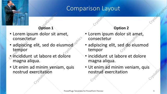 Comparison presentation slide layout