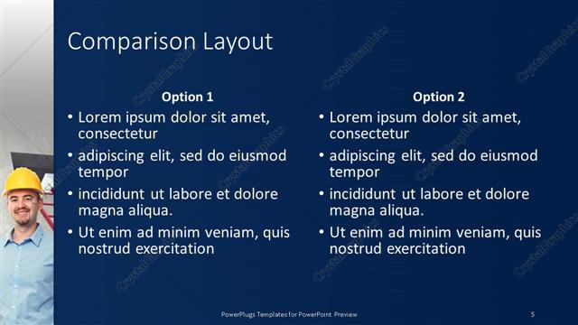 Comparison presentation slide layout