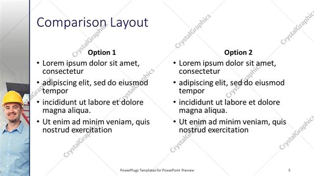 Comparison presentation slide layout