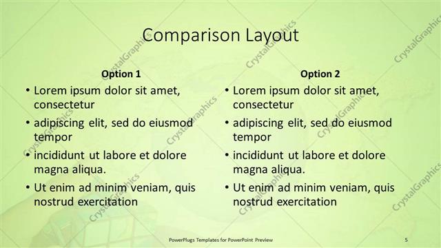 Comparison presentation slide layout