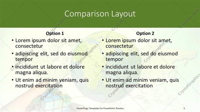 Comparison presentation slide layout