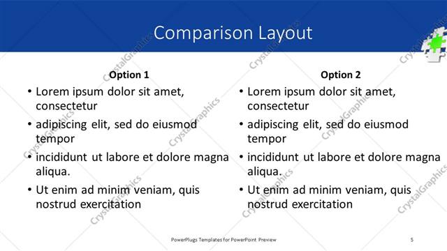 Comparison presentation slide layout