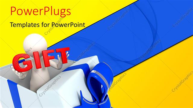  Presentation with boxes - 3D man stand with gift boxes on colorful background