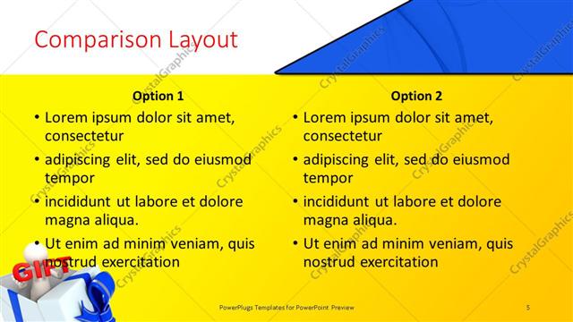 Comparison presentation slide layout