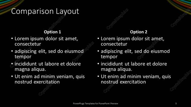 Comparison presentation slide layout