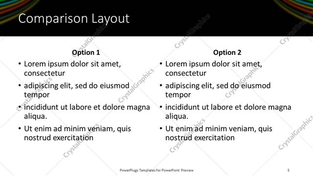 Comparison presentation slide layout
