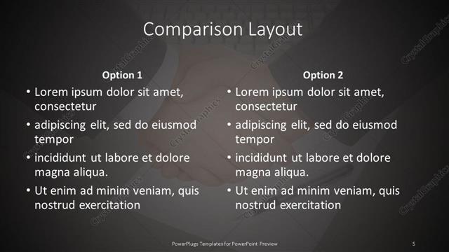 Comparison presentation slide layout