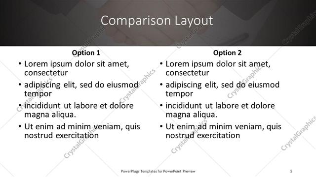 Comparison presentation slide layout