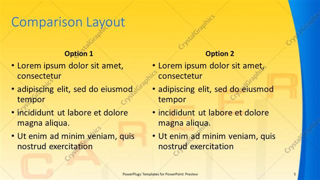 Comparison presentation slide layout
