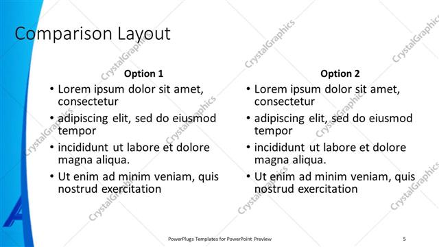 Comparison presentation slide layout
