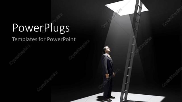  Presentation with jail - Man standing in pit beside ladder leading up looks up