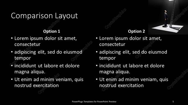 Comparison presentation slide layout