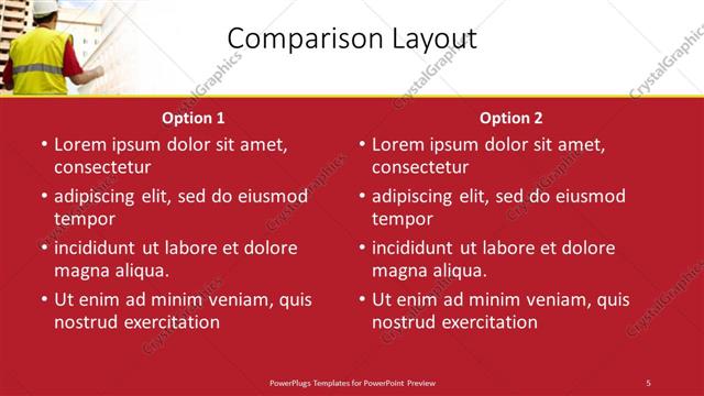 Comparison presentation slide layout