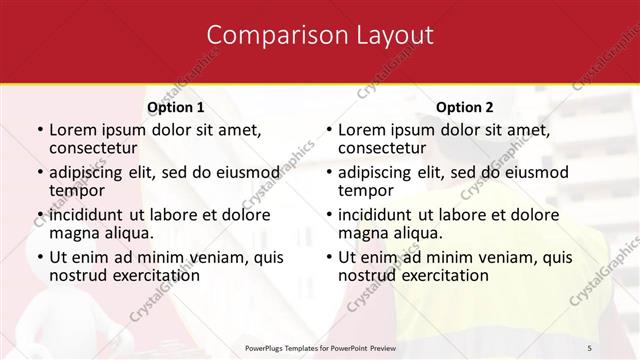 Comparison presentation slide layout