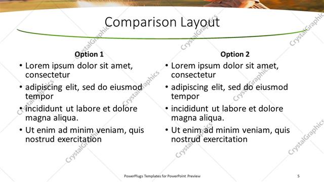 Comparison presentation slide layout