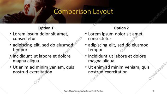 Comparison presentation slide layout