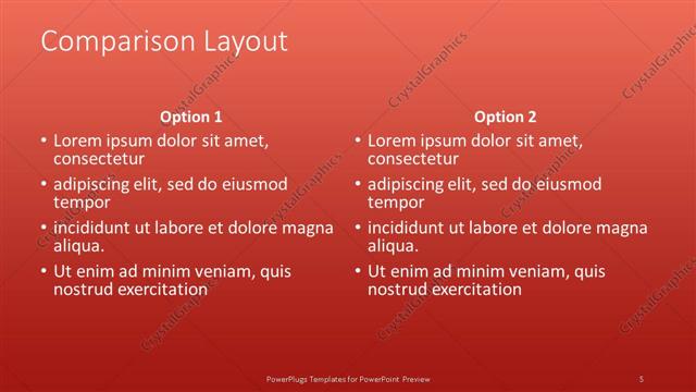 Comparison presentation slide layout