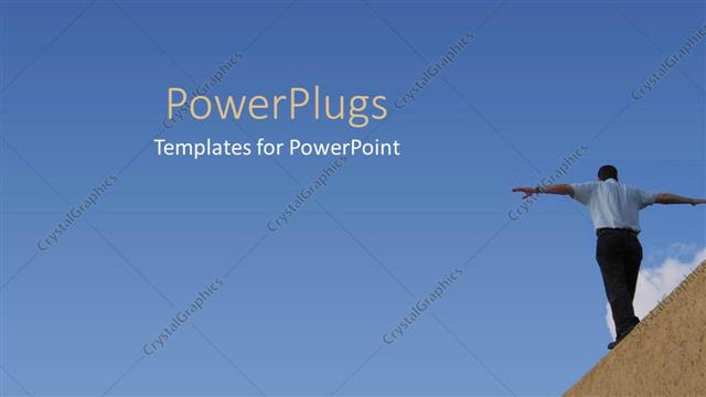  Presentation with balance - Man walking on wall with arms outstretched for balance