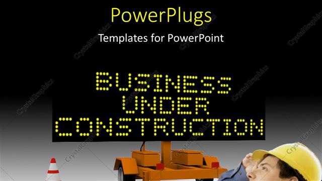  Presentation with construct - A man wearing a construction cap, staring and smiling