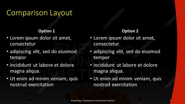 Comparison presentation slide layout