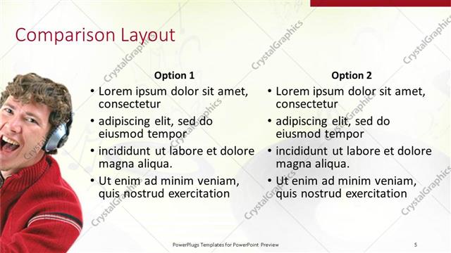 Comparison presentation slide layout