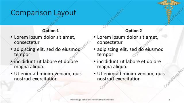 Comparison presentation slide layout