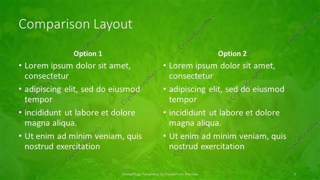 Comparison presentation slide layout