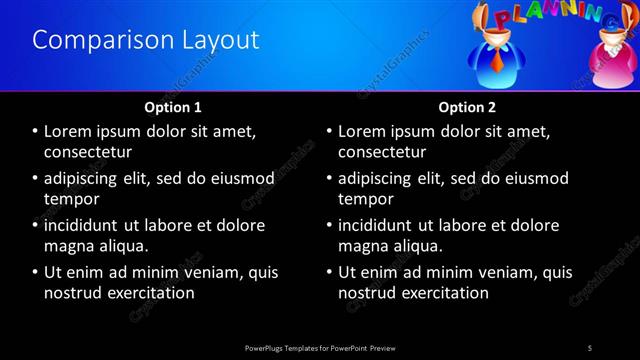 Comparison presentation slide layout