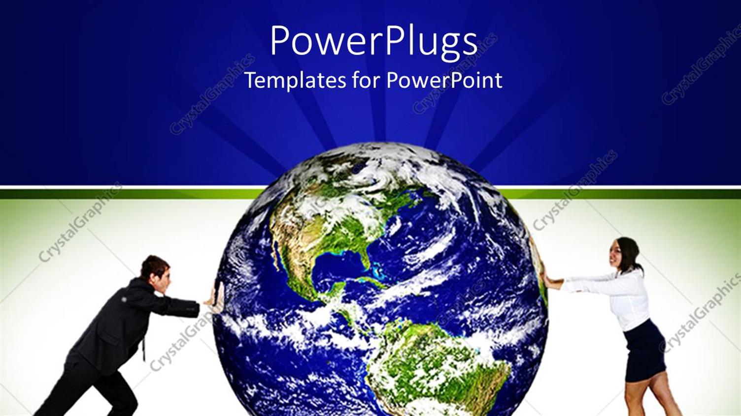 Featuring a Man and a woMan Pushing an Earth Globe from Opposite Ends