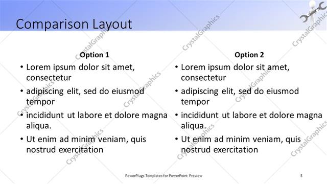 Comparison presentation slide layout