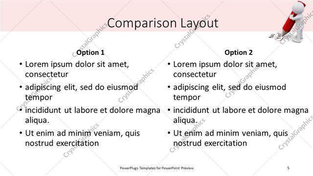 Comparison presentation slide layout